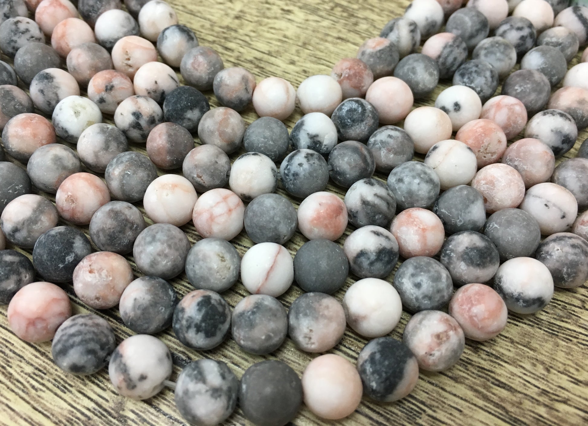 4mm Frosted Pink Zebra Jasper Bead | Bellaire Wholesale