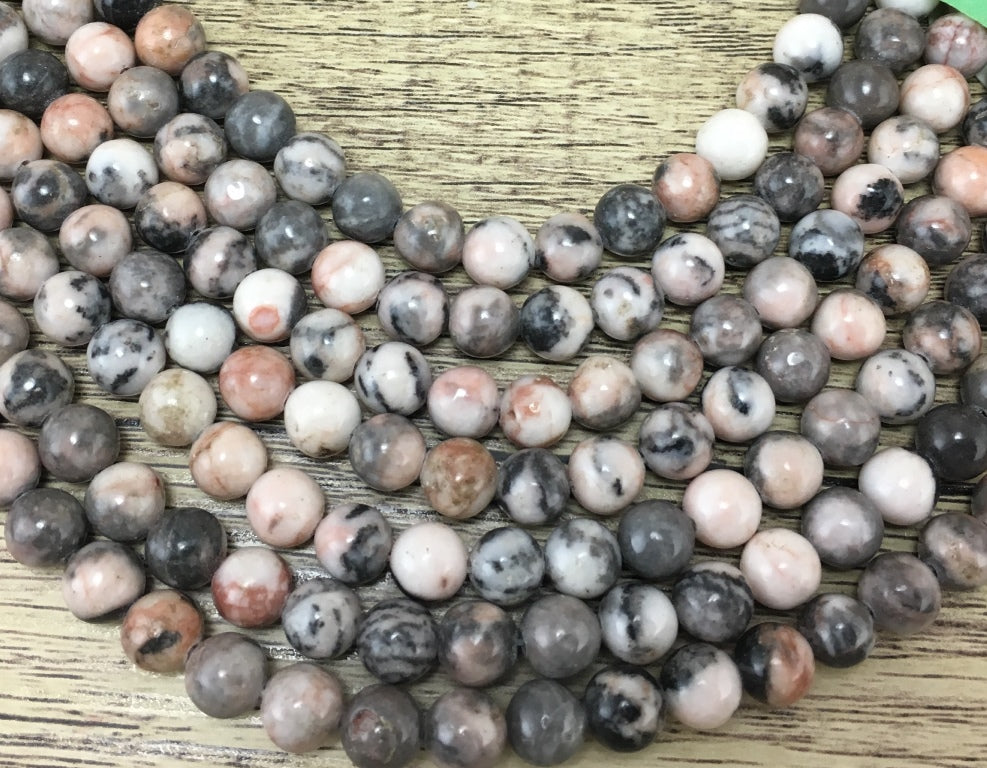12mm Frosted Pink Zebra Jasper Bead | Bellaire Wholesale