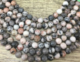 6mm Frosted Pink Zebra Jasper Bead | Bellaire Wholesale