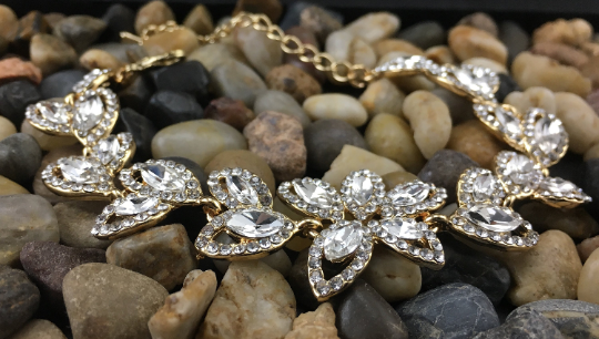 Floral Theme Designer Gold Bridal Bracelet | Bellaire Wholesale