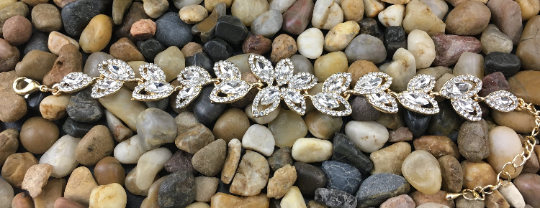 Floral Theme Designer Gold Bridal Bracelet | Bellaire Wholesale