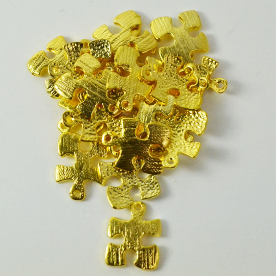 Gold Autism Puzzle Charm | Bellaire Wholesale