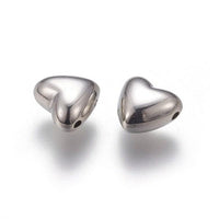 Stainless Steel Rhodium heart bead | Bellaire Wholesale