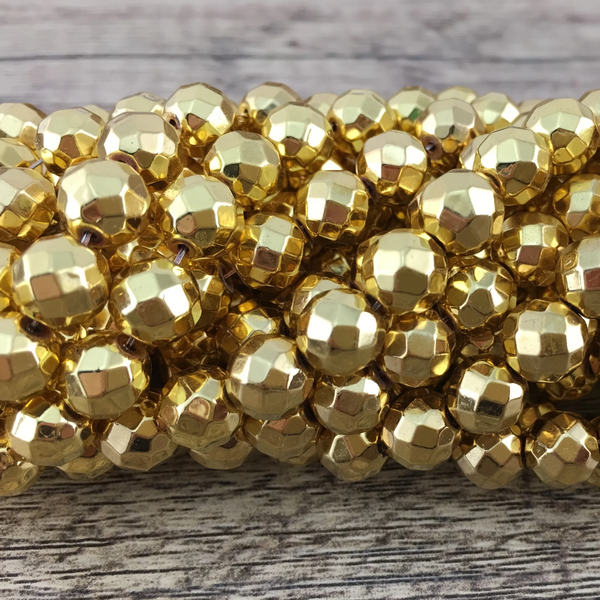 6mm Gold Faceted Hematite Bead | Bellaire Wholesale
