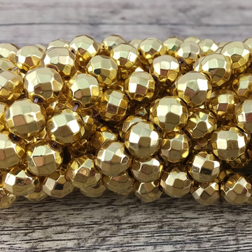 10mm Gold Faceted Hematite Bead | Bellaire Wholesale