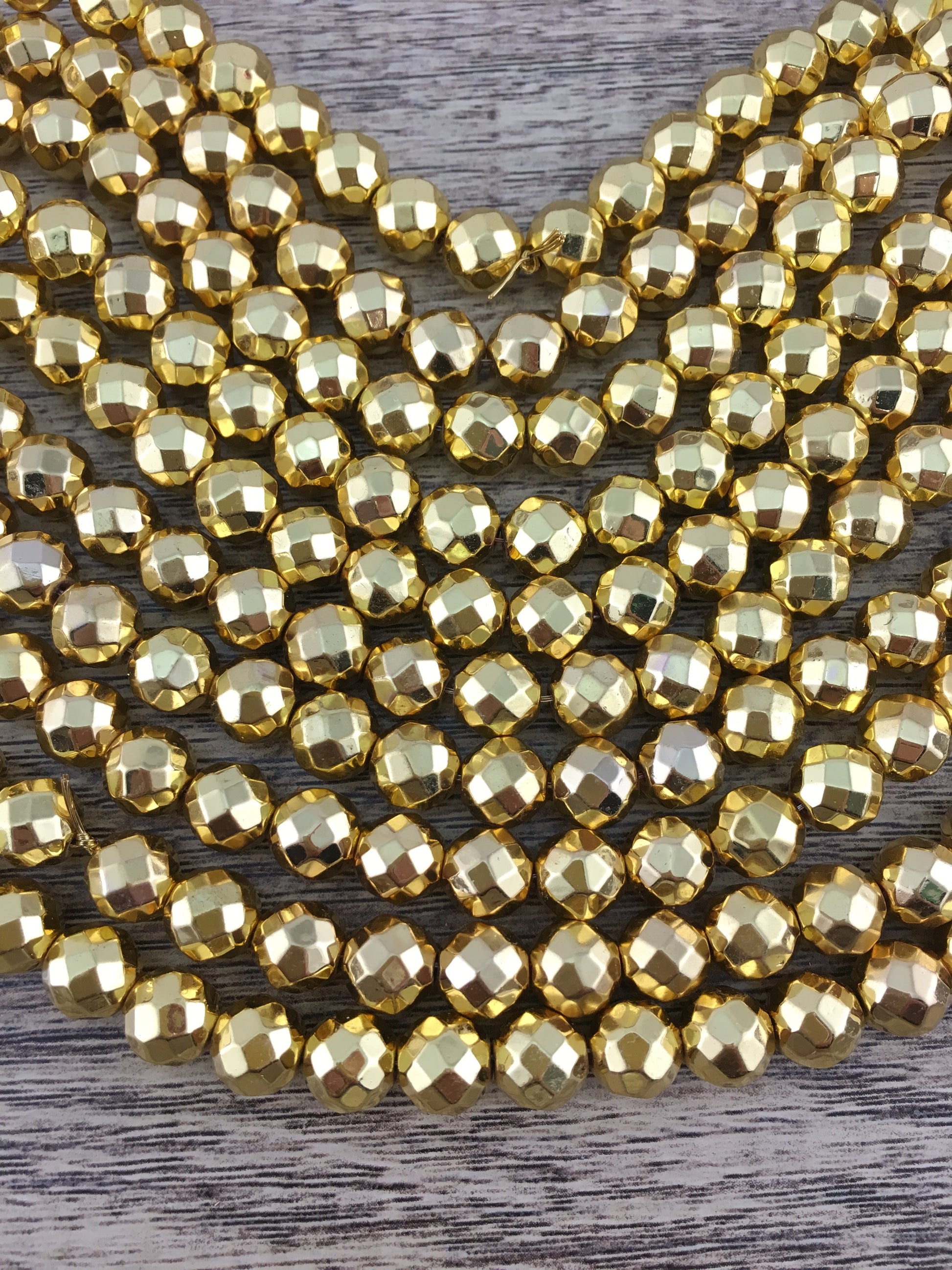 6mm Gold Faceted Hematite Bead | Bellaire Wholesale