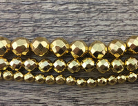 8mm Gold Faceted Hematite Bead | Bellaire Wholesale