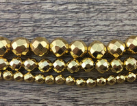 6mm Gold Faceted Hematite Bead | Bellaire Wholesale