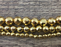 10mm Gold Faceted Hematite Bead | Bellaire Wholesale