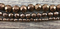 4mm Bronze Faceted Hematite Bead | Bellaire Wholesale
