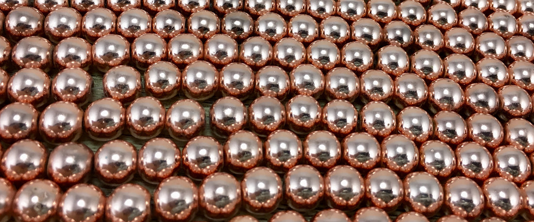 8mm Rose Gold Hematite Bead | Bellaire Wholesale