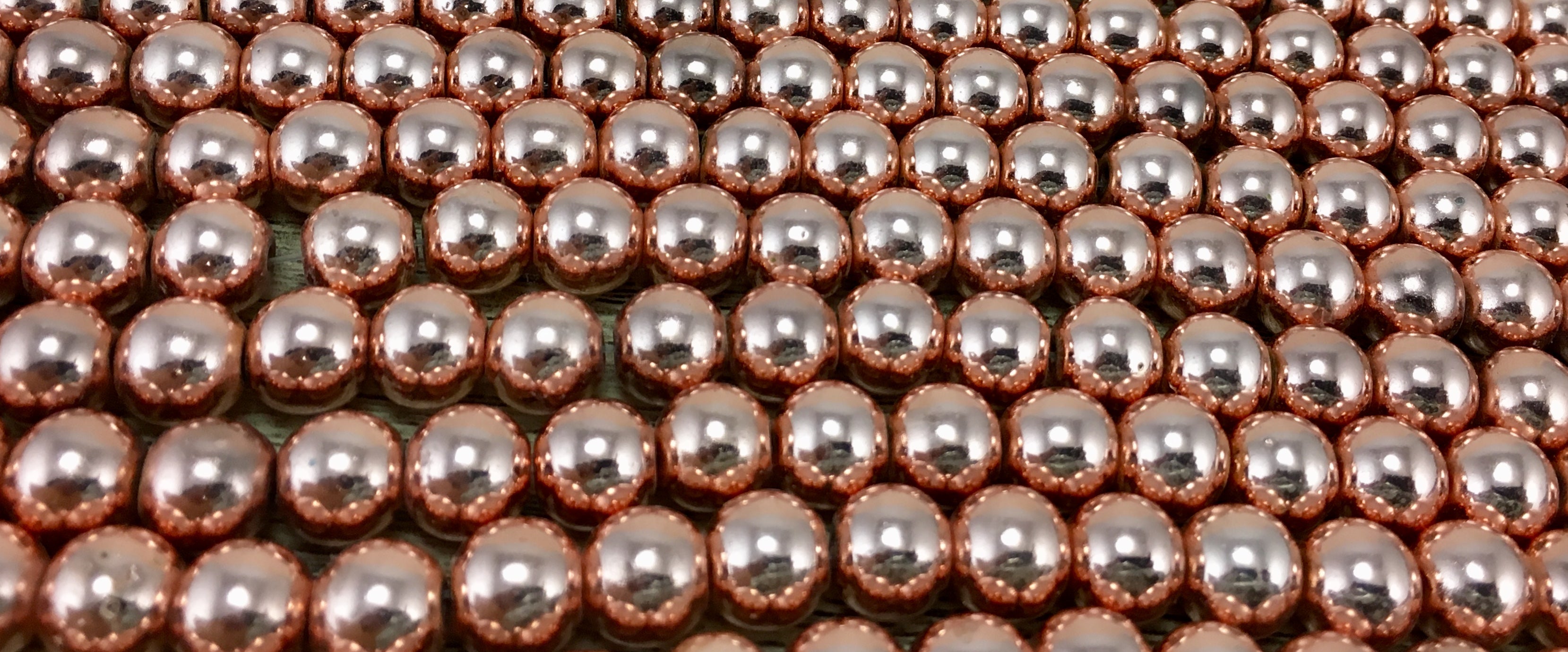 8mm Rose Gold Hematite Bead | Bellaire Wholesale
