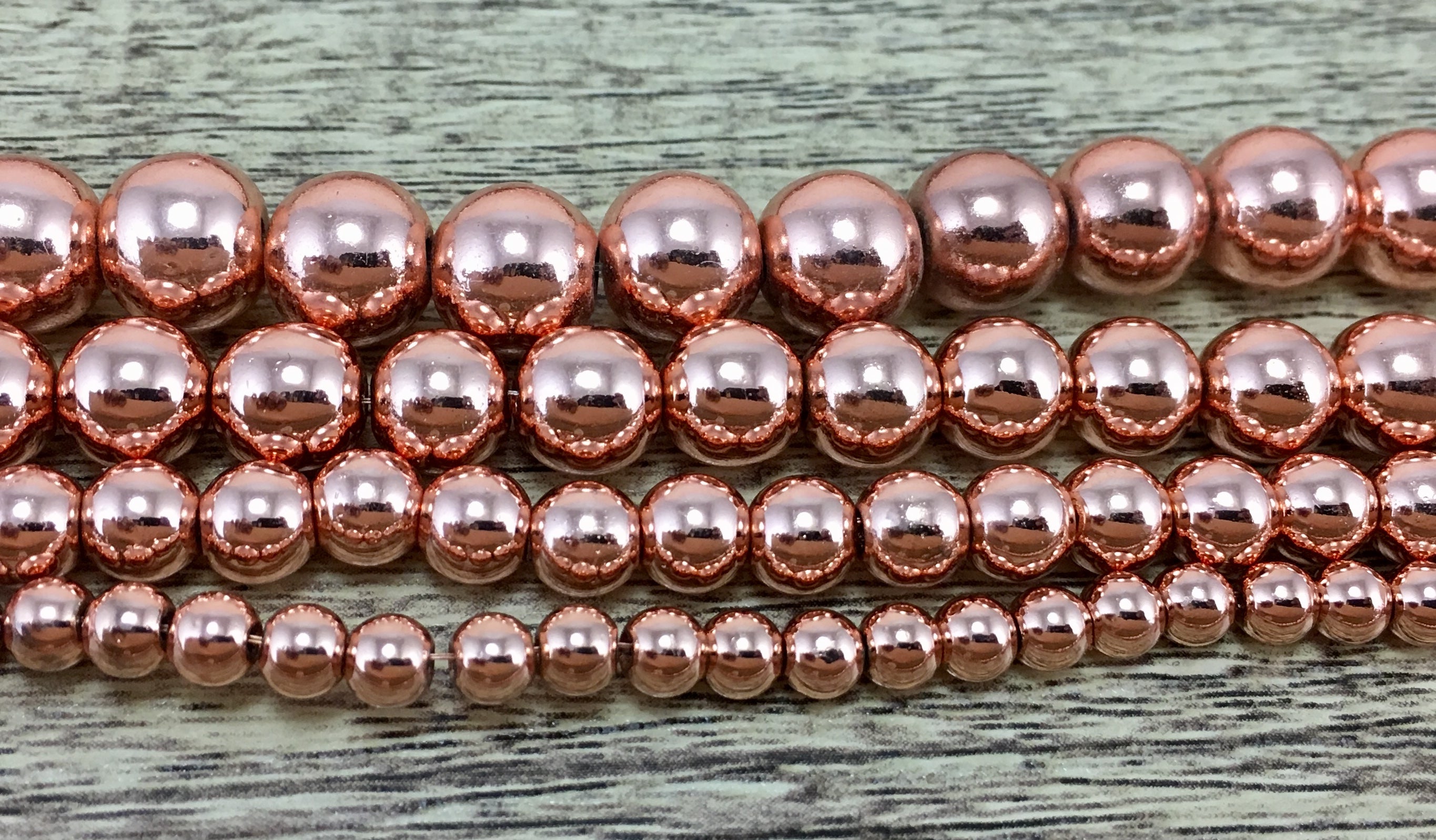 6mm Rose Gold Hematite Bead | Bellaire Wholesale