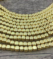 Gold Square Hematite Bead | Bellaire Wholesale