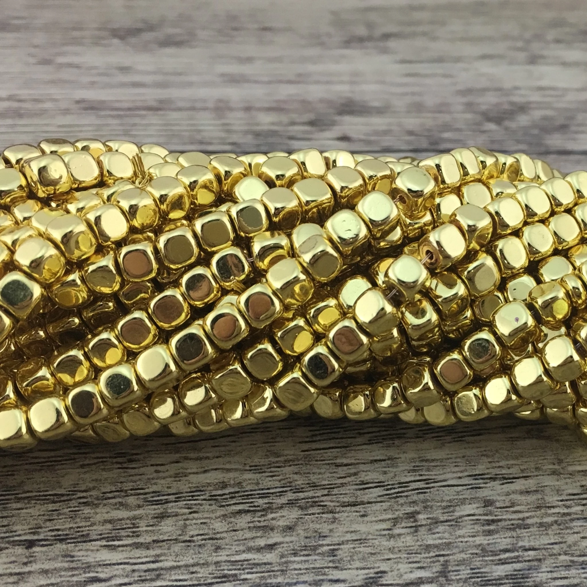 Gold Square Hematite Bead | Bellaire Wholesale