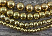 12mm Gold Hematite Bead | Bellaire Wholesale