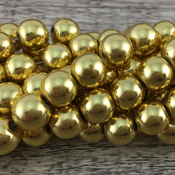 12mm Gold Hematite Bead | Bellaire Wholesale