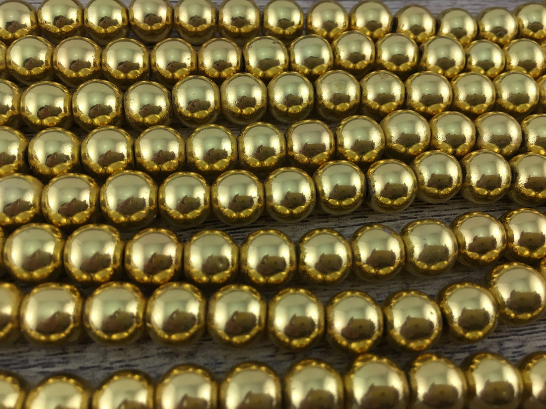 6mm Gold Hematite Bead | Bellaire Wholesale