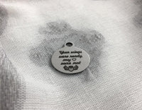 Your wings were ready my heart was not, Laser Engraved Charm | Bellaire Wholesale