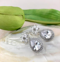 Silver Bridal Cubic Zirconia Earrings, Flower | Bellaire Wholesale