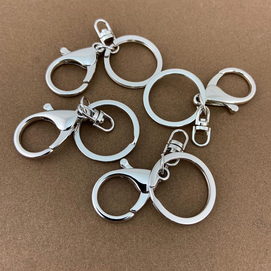 4 Silver Plated Large Lobster Clasps with Key Ring| Bellaire Wholesale