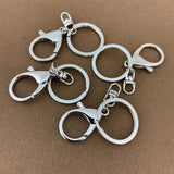 4 Silver Plated Large Lobster Clasps with Key Ring| Bellaire Wholesale