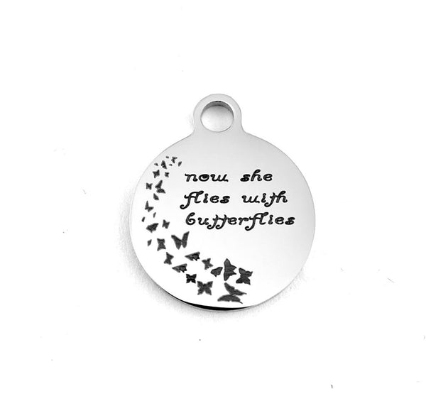Now She Flies with Butterflies Custom Charm | Bellaire Wholesale