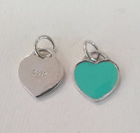 Blue Enamel Charm Sterling Silver Flat Heart Charm