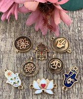 Gold Plated Steel Enamel Lotus Flower Connector | Bellaire Wholesale