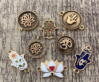 Enamel Hamsa Hand Connector Gold Plated Steel Connector | Bellaire Wholesale