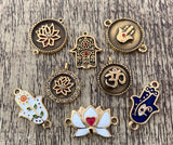 Gold Plated Steel Enamel Lotus Flower Connector | Bellaire Wholesale