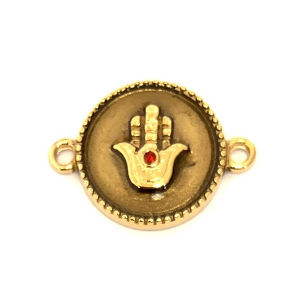 Hamsa Hand Connector Gold Plated Steel Connector | Bellaire Wholesale