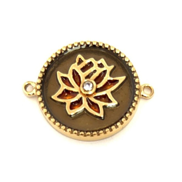 Gold Plated Steel Lotus Flower Connector | Bellaire Wholesale