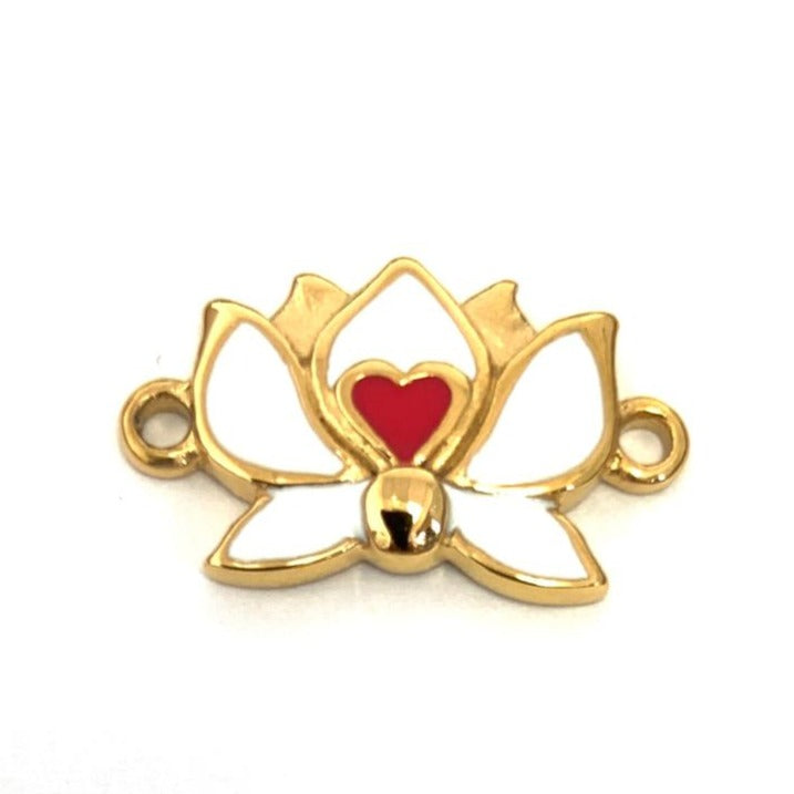 Gold Plated Steel Enamel Lotus Flower Connector | Bellaire Wholesale