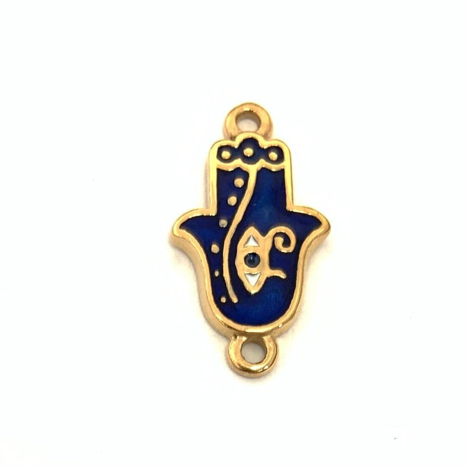 Enamel Hamsa Hand Connector Gold Plated Steel Connector | Bellaire Wholesale