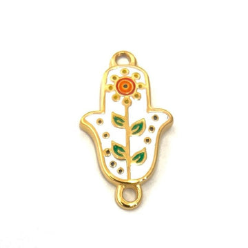 Enamel Hamsa Hand Connector Gold Plated Steel Connector | Bellaire Wholesale