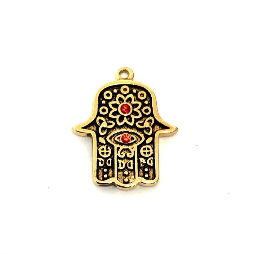 Hamsa Hand Charm Gold Plated Steel Charm | Bellaire Wholesale