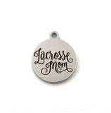 Lacrosse Mom Stainless Steel Round Charm  | Bellaire Wholesale