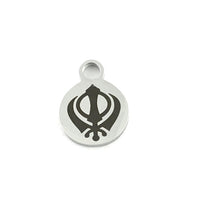 Khanda Symbol Stainless Steel Engraved Charm | Bellaire Wholesale