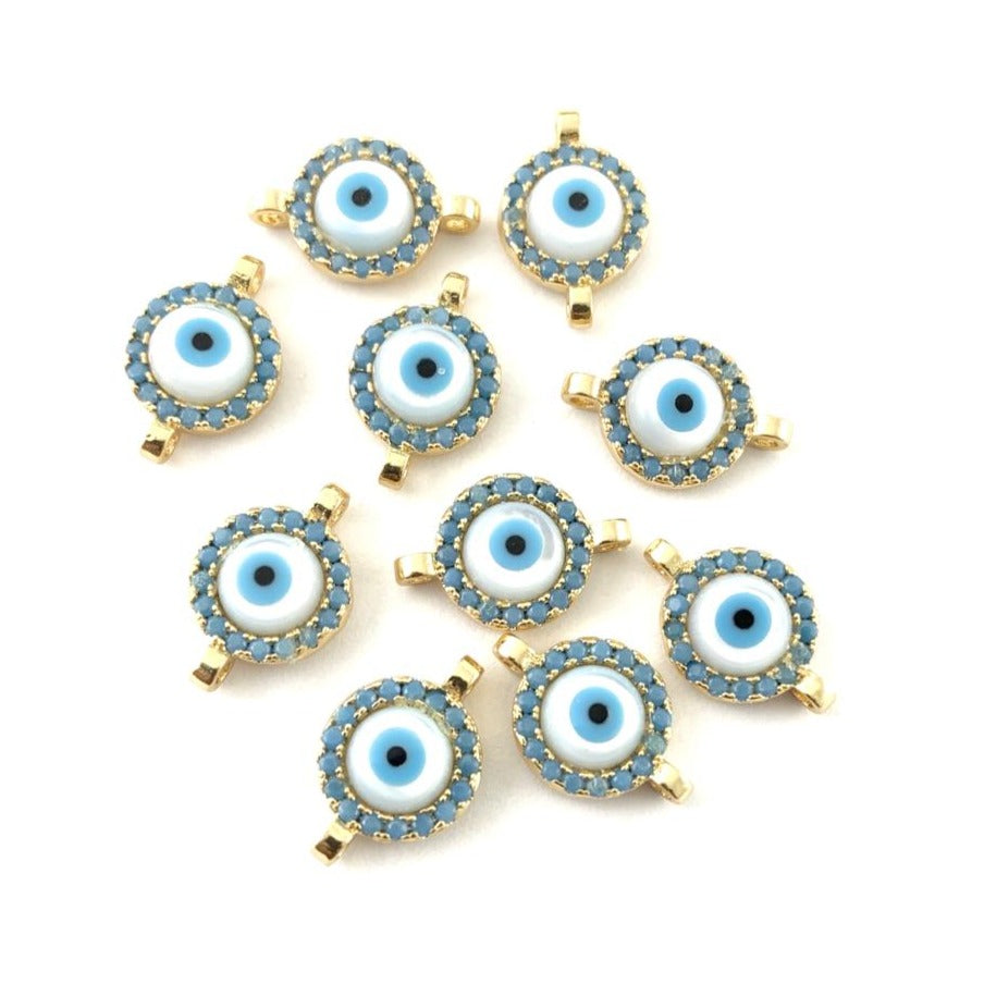 Gold Evil Eye  CZ Pave Connector | Bellaire Wholesale
