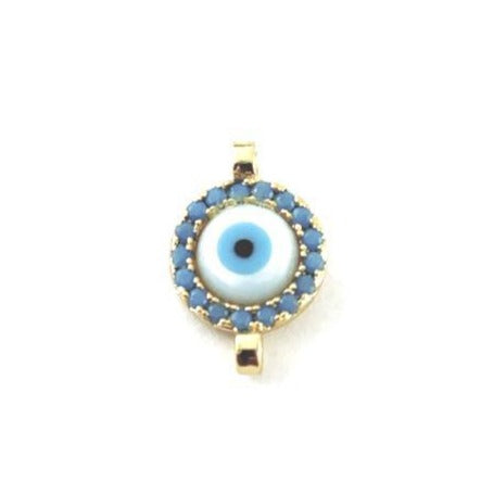 Gold Evil Eye  CZ Pave Connector | Bellaire Wholesale