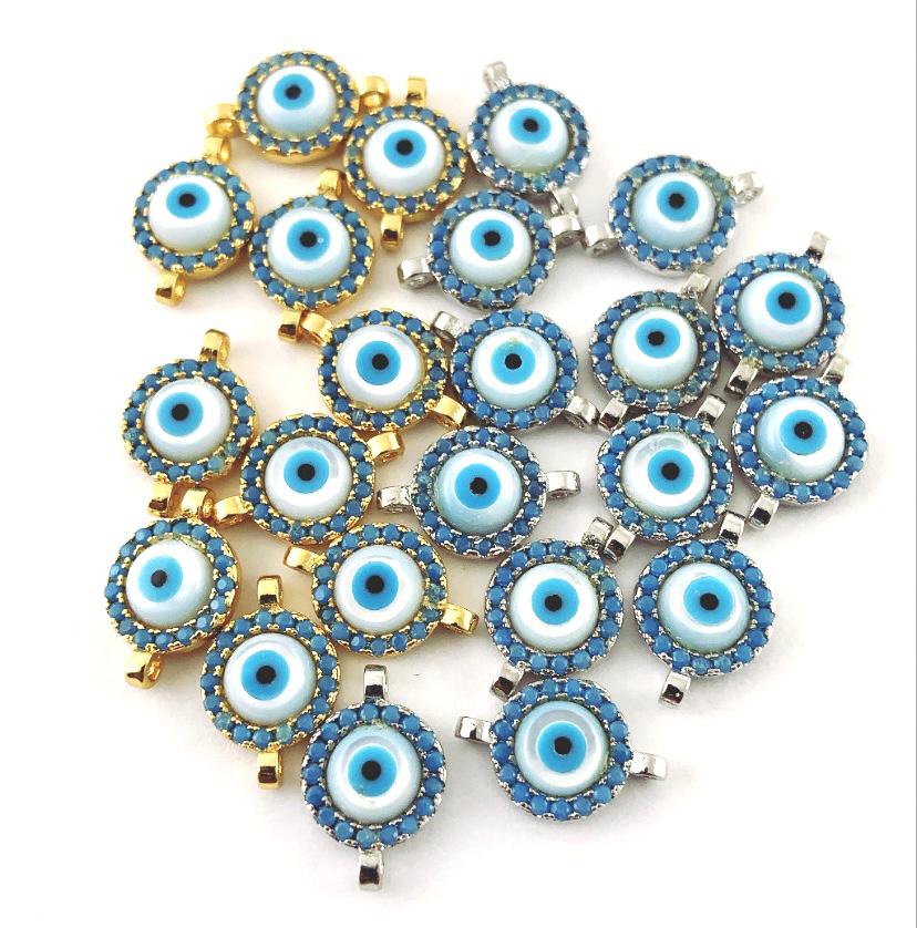 Gold Evil Eye  CZ Pave Connector | Bellaire Wholesale