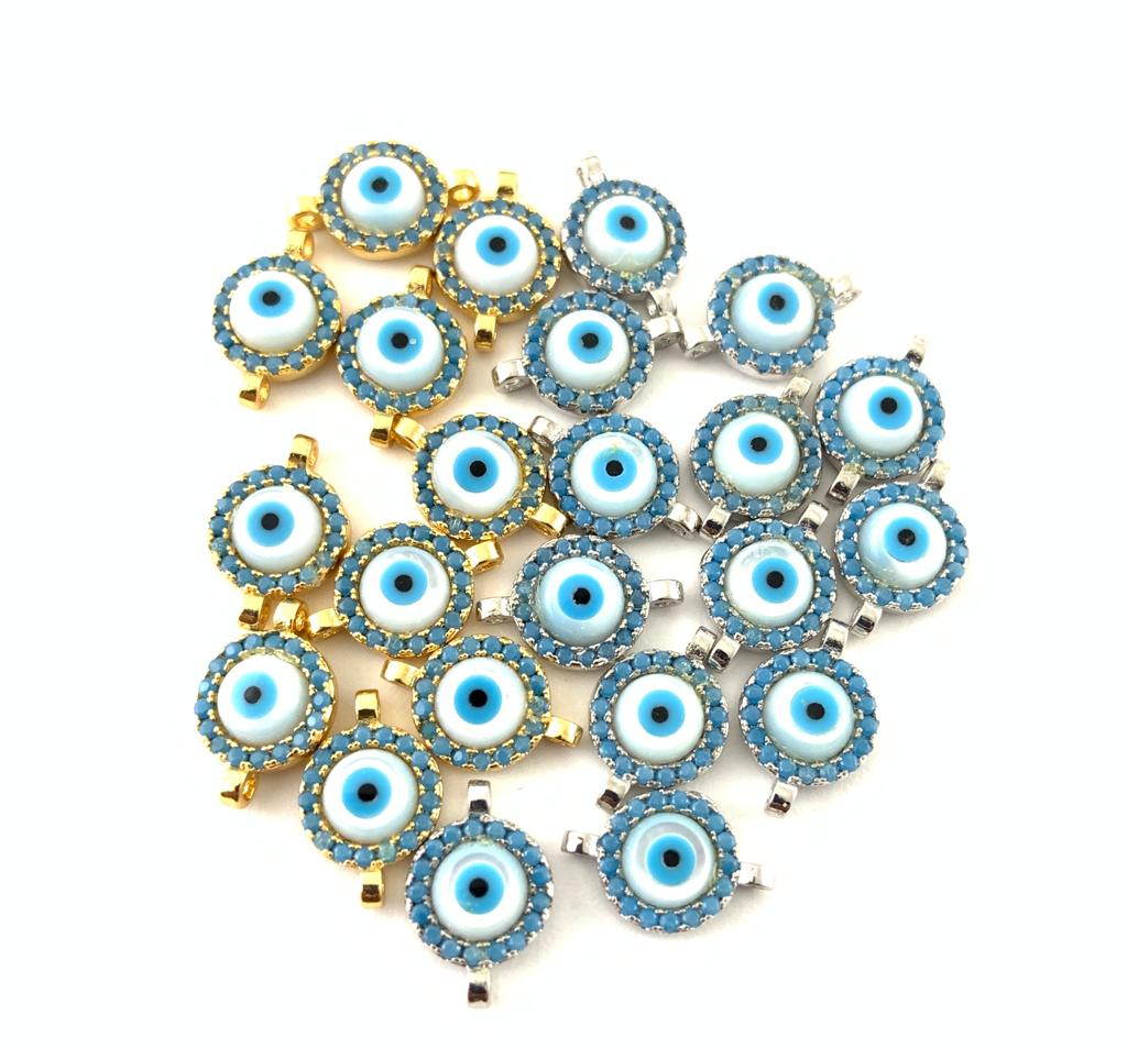 Gold Evil Eye  CZ Pave Connector | Bellaire Wholesale