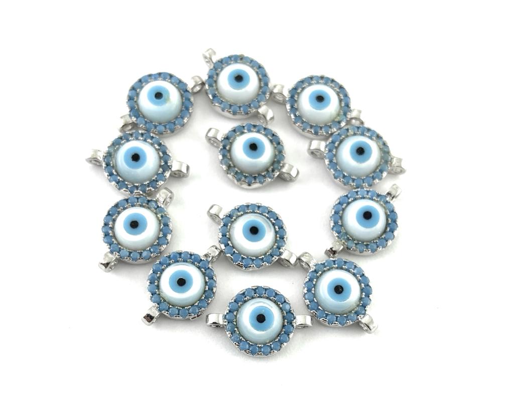 Gold Evil Eye  CZ Pave Connector | Bellaire Wholesale