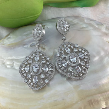 Bridal Cubic Zirconia Earrings, 18K Plated | Bellaire Wholesale