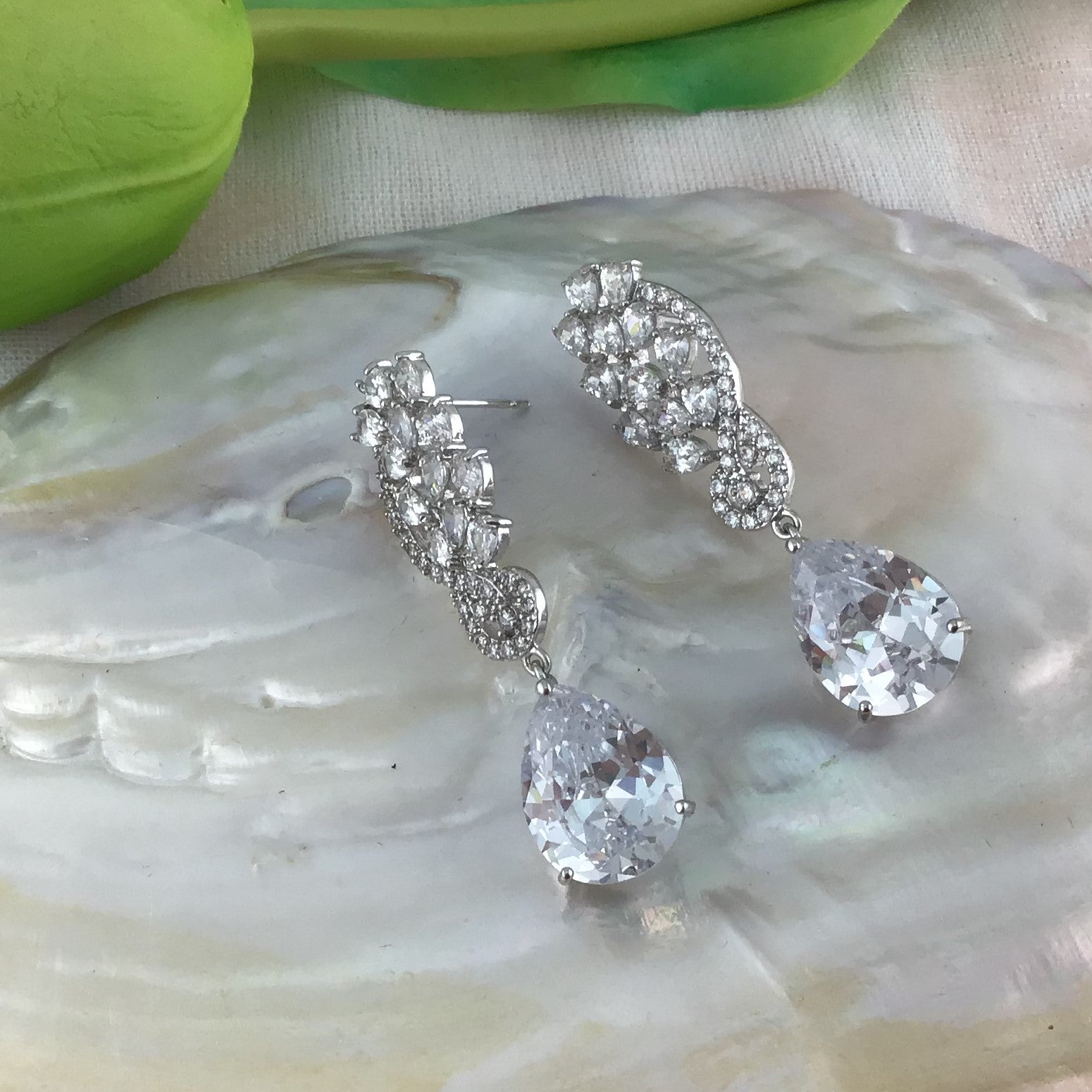 Bridal Cubic Zirconia Earrings, 18K Plated | Bellaire Wholesale