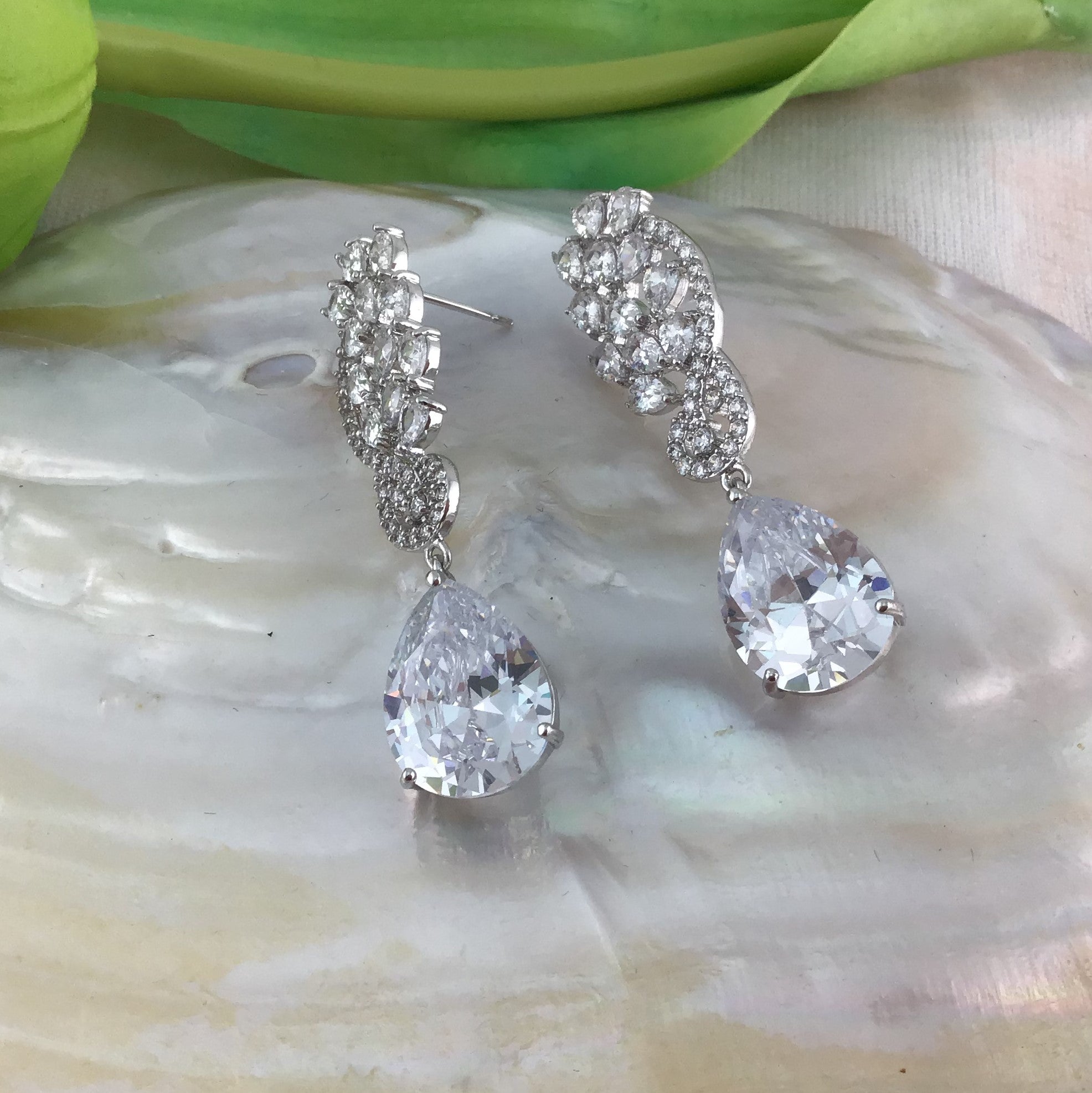 Bridal Cubic Zirconia Earrings, 18K Plated | Bellaire Wholesale