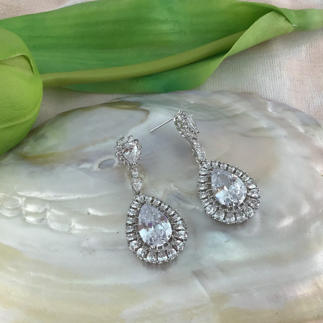 Bridal Cubic Zirconia Earrings, 18K Plated | Bellaire Wholesale