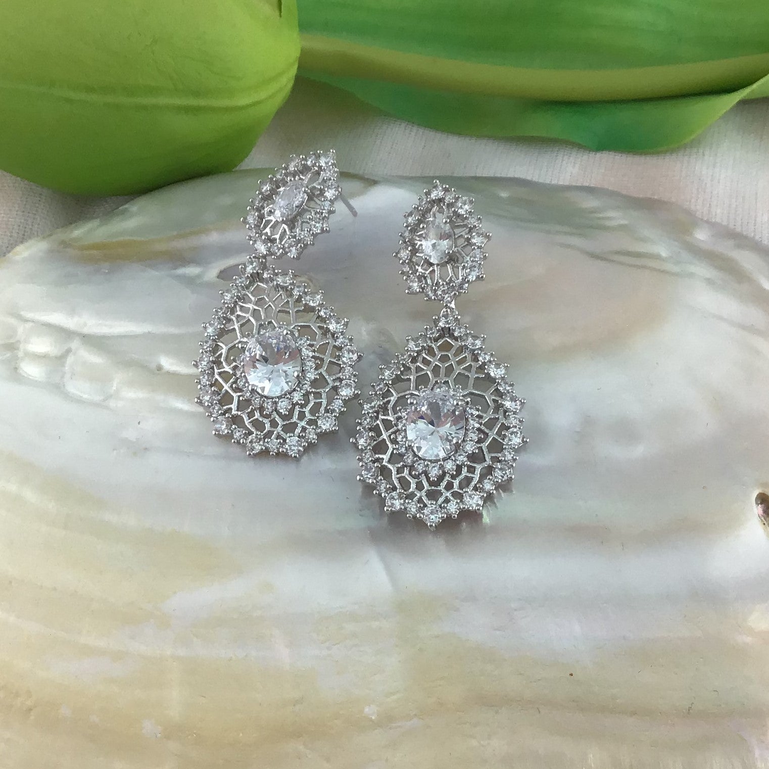 Bridal Cubic Zirconia Earrings, 18K Plated | Bellaire Wholesale