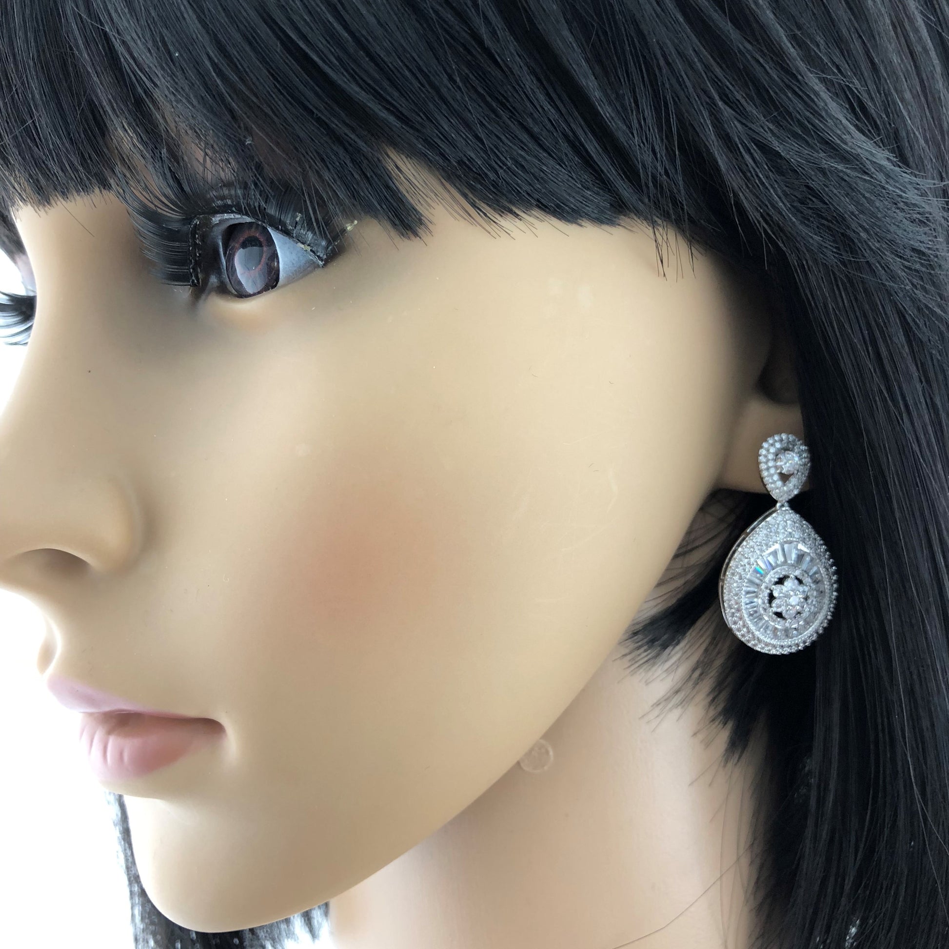 Silver Bridal Cubic Zirconia Earrings, 18K Plated | Bellaire Wholesale